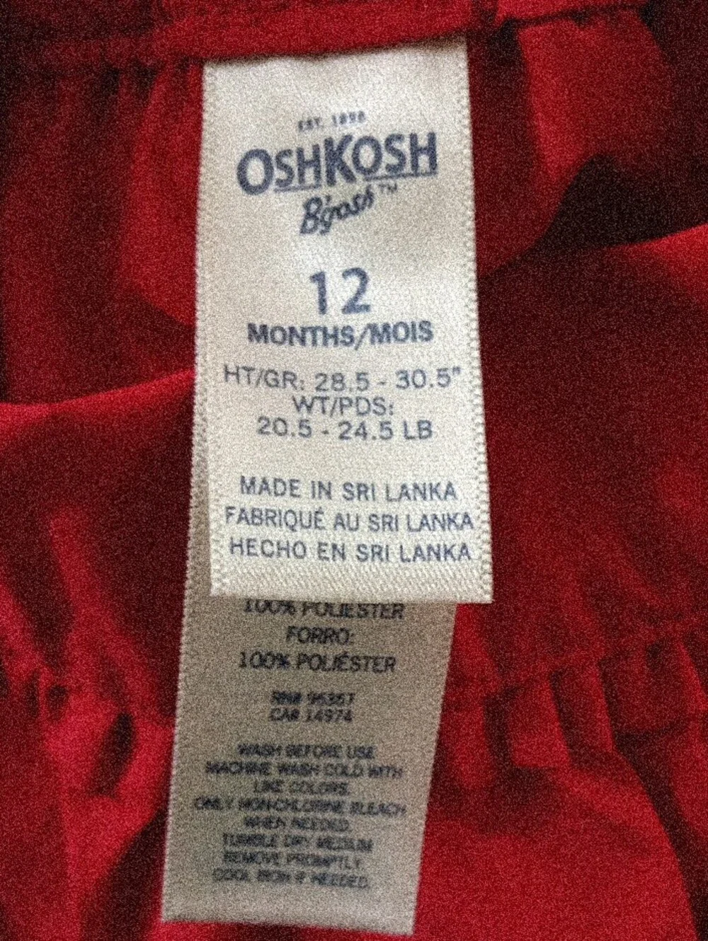 OshKosh‎ B'gosh Cherry Red Tiered Skirt